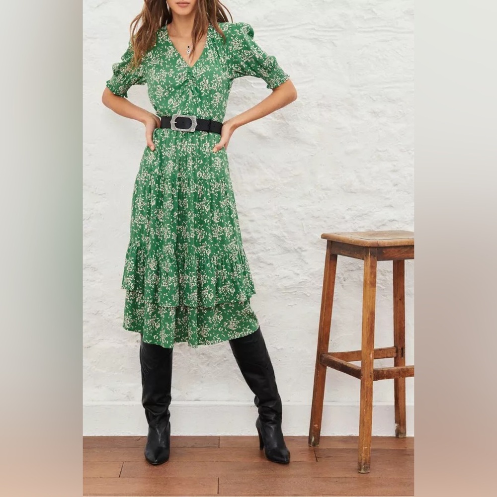 BA&SH Vika Ruffled Midi Dress